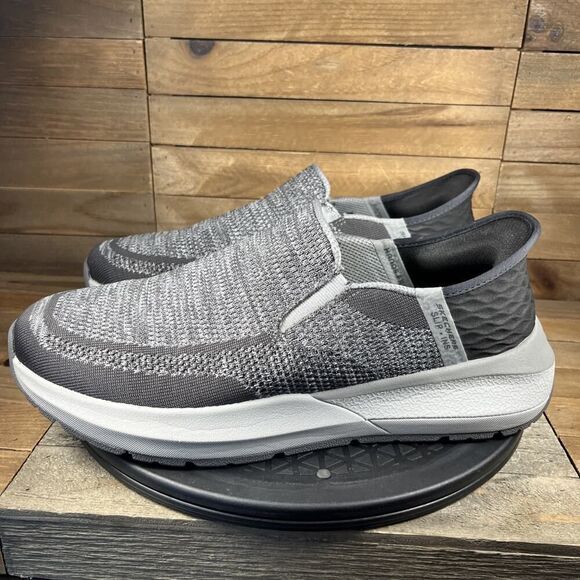 Skechers Mens Size 9.5 Wide Neville-Rovelo Gray Slip In Comfort Sneakers - Picture 3 of 11